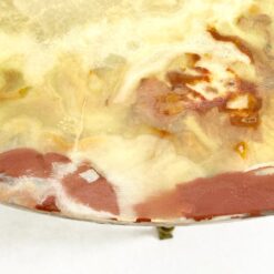 Apvalus žalvarinio rėmo staliukas su onikso stalviršiumi 85,5×85,5×48,5 cm