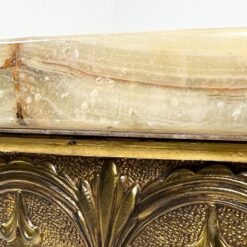 Apvalus žalvarinio rėmo staliukas su onikso stalviršiumi 85,5×85,5×48,5 cm