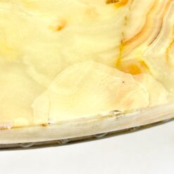 Apvalus žalvarinio rėmo staliukas su onikso stalviršiumi 85,5×85,5×48,5 cm