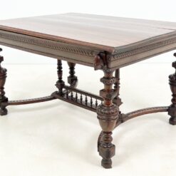 Ąžuolinis drožinėtas valgomojo stalas 103×129,5×73,5 cm