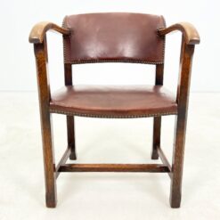 Senovinis ąžuolinis krėslas su eko oda 67x56x76 cm, 45 cm