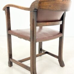 Senovinis ąžuolinis krėslas su eko oda 67x56x76 cm, 45 cm