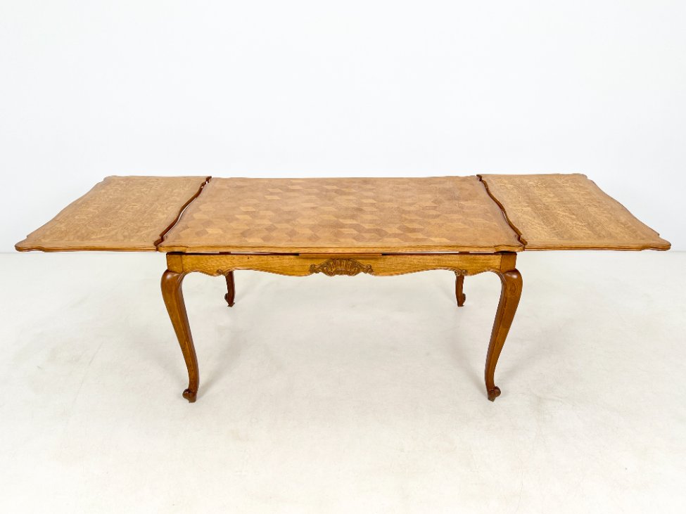 DP0200-stalai-7 Ąžuolinis išskleidžiamas valgomojo stalas 97,5×148+(2×57)x79 cm