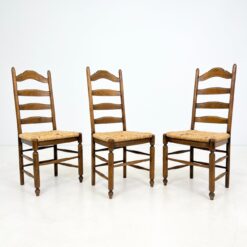 Ąžuolinės kėdės su šiaudais 3 vnt. komplektas 48x46,5x104,5 cm, 46,5 cm