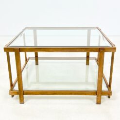 Metalinio rėmo staliukas stikliniais stalviršiumi ir lentyna 72×72,5×40 cm