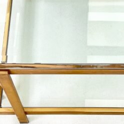 Metalinio rėmo staliukas stikliniais stalviršiumi ir lentyna 72×72,5×40 cm