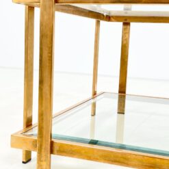 Metalinio rėmo staliukas stikliniais stalviršiumi ir lentyna 72×72,5×40 cm