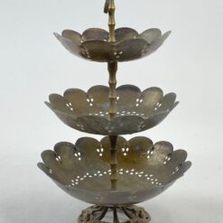 Žalvarinis trijų aukštų serviravimo indas 19x19x28 cm