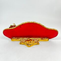 Pakabinama aukso spalvos konsolė su paukščio lizdo dekoracija 15x41x20 cm