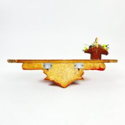 Pakabinama aukso spalvos konsolė su paukščio lizdo dekoracija 15x41x20 cm