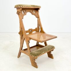 Senovinė ąžuolinė maldos kėdė su gobelenu ir ratanu 50x51x91 cm, 42 cm