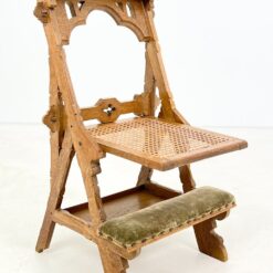 Senovinė ąžuolinė maldos kėdė su gobelenu ir ratanu 50x51x91 cm, 42 cm
