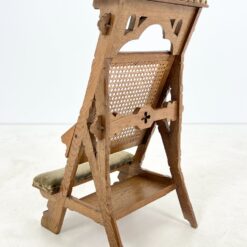 Senovinė ąžuolinė maldos kėdė su gobelenu ir ratanu 50x51x91 cm, 42 cm