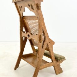 Senovinė ąžuolinė maldos kėdė su gobelenu ir ratanu 50x51x91 cm, 42 cm
