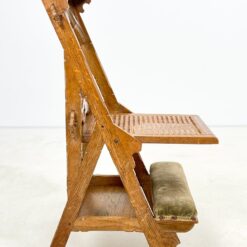 Senovinė ąžuolinė maldos kėdė su gobelenu ir ratanu 50x51x91 cm, 42 cm