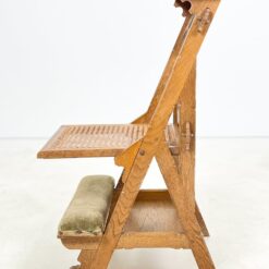 Senovinė ąžuolinė maldos kėdė su gobelenu ir ratanu 50x51x91 cm, 42 cm
