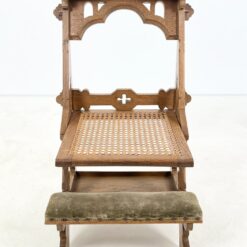 Senovinė ąžuolinė maldos kėdė su gobelenu ir ratanu 50x51x91 cm, 42 cm