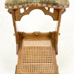 Senovinė ąžuolinė maldos kėdė su gobelenu ir ratanu 50x51x91 cm, 42 cm