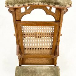 Senovinė ąžuolinė maldos kėdė su gobelenu ir ratanu 50x51x91 cm, 42 cm