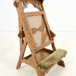 Senovinė ąžuolinė maldos kėdė su gobelenu ir ratanu 50x51x91 cm, 42 cm