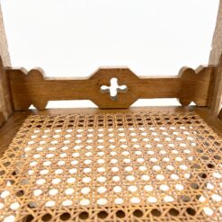 Senovinė ąžuolinė maldos kėdė su gobelenu ir ratanu 50x51x91 cm, 42 cm