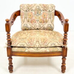 Drožinėtas riešutmedžio krėslas su augalų raštų gobelenu 66x65x72 cm, 40 cm