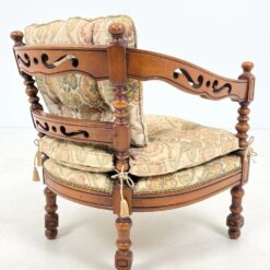 Drožinėtas riešutmedžio krėslas su augalų raštų gobelenu 66x65x72 cm, 40 cm