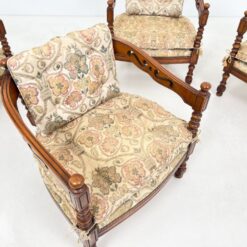 Drožinėtas riešutmedžio krėslas su augalų raštų gobelenu 66x65x72 cm, 40 cm