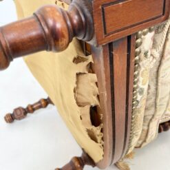 Drožinėtas riešutmedžio krėslas su augalų raštų gobelenu 66x65x72 cm, 40 cm