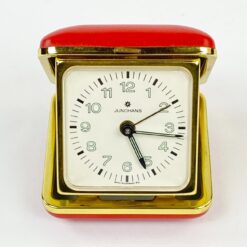 Vintažinis Junghans kišeninis mechaninis laikrodis su žadintuvu 8x7,5x3,5 cm