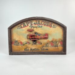 Medinė reklaminė iškaba "Capt. Jacobs Flying Club" 6x61x40 cm