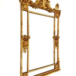 Rokoko stiliaus veidrodis aukso spalvos medžio ir gipso rėmu 13x127x197 cm
