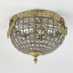 Pakabinamas šviestuvas su žalvario detalėm ir stiklo karoliukais 35x35x24 cm