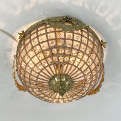 Pakabinamas šviestuvas su žalvario detalėm ir stiklo karoliukais 35x35x24 cm