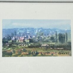 Akvarele tapytas gamtos peizažas plastiko rėme su stiklu 1,5×25,5×19,5 cm