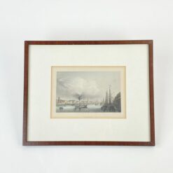 Printas su uosto atvaizdu "Bremen" medžio rėme su stiklu 1,5x31,5x25,5 cm