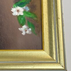 Ant drobės tapytas gėlių puokštės natiurmortas mediniame rėme 3x47x57 cm