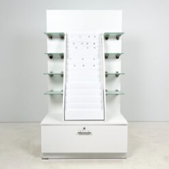 Prekybinė baltos spalvos vitrina su rakinamu stalčiumi 54x100,5x183 cm