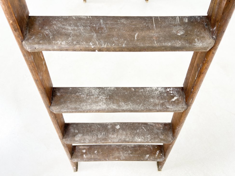 HN1455-irankiai-prietaisai-14 Vintažinės medinės dvipusės kopėčios 132x53x175,5 cm