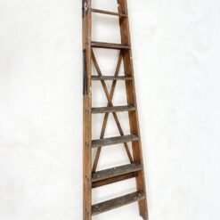 Vintažinės medinės dvipusės kopėčios 132x53x175,5 cm