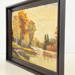 Ant drobės tapytas rudeniškas gamtos peizažas mediniame rėme 11,5x138x98 cm