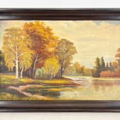 Ant drobės tapytas rudeniškas gamtos peizažas mediniame rėme 11,5x138x98 cm