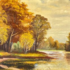 Ant drobės tapytas rudeniškas gamtos peizažas mediniame rėme 11,5x138x98 cm