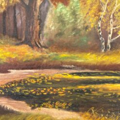 Ant drobės tapytas rudeniškas gamtos peizažas mediniame rėme 11,5x138x98 cm