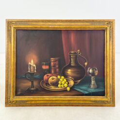 Aliejiniais dažais ant drobės tapytas "Natiurmortas žvakės šviesoje" 7x99x79 cm