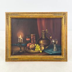 Aliejiniais dažais ant drobės tapytas “Natiurmortas žvakės šviesoje” 7x99x79 cm