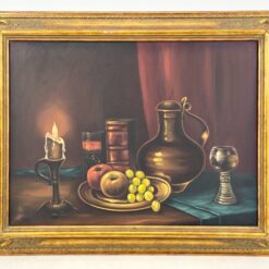 Aliejiniais dažais ant drobės tapytas “Natiurmortas žvakės šviesoje” 7x99x79 cm