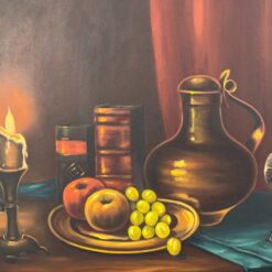 Aliejiniais dažais ant drobės tapytas “Natiurmortas žvakės šviesoje” 7x99x79 cm