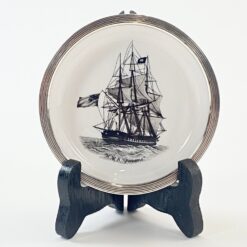 Porcelianinė Spode lėkštutė su 925 prabos sidabro apvadu 10,5×10,5×1,5 cm