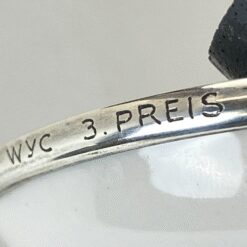 Porcelianinė Spode lėkštutė su 925 prabos sidabro apvadu 10,5×10,5×1,5 cm